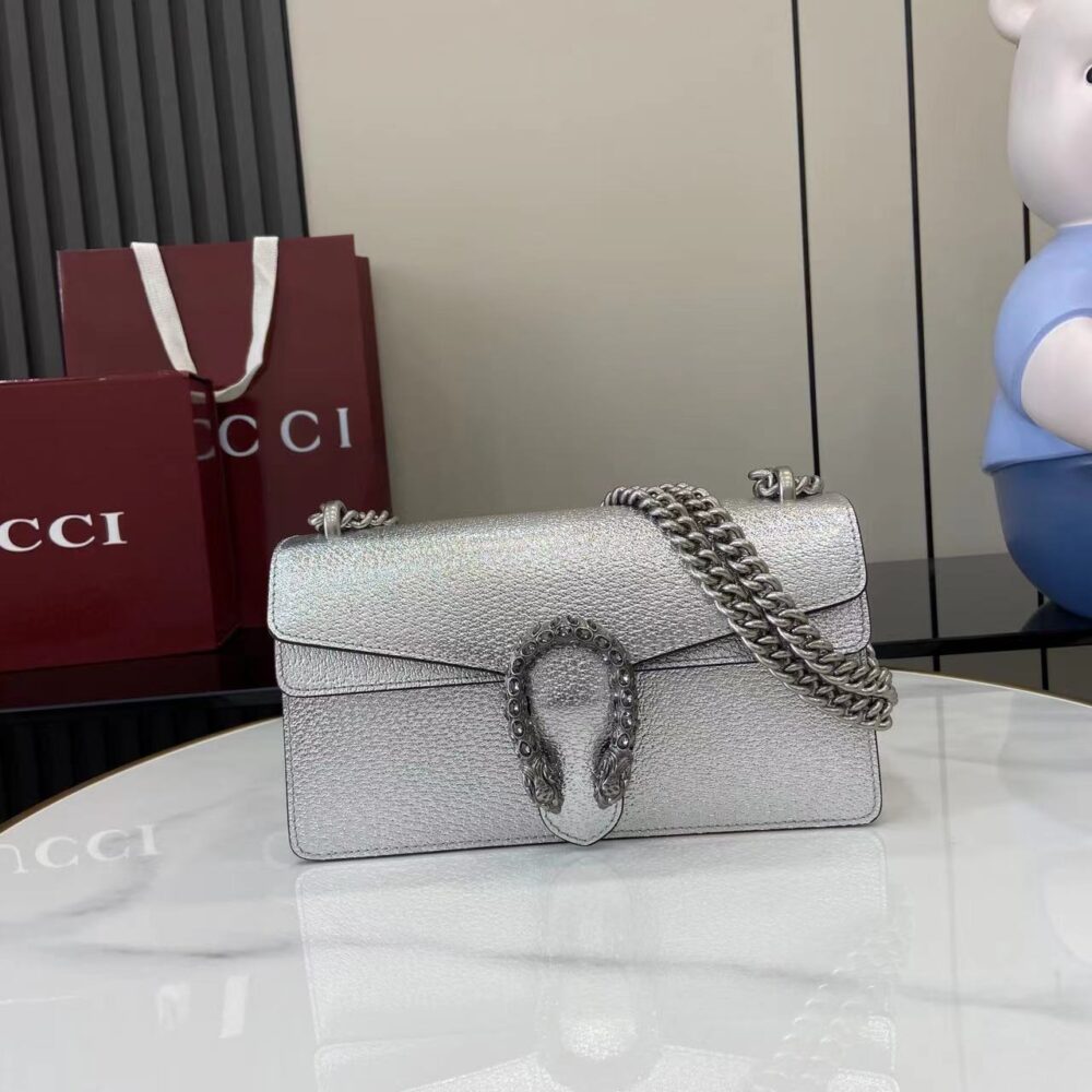 Silver leather handbag