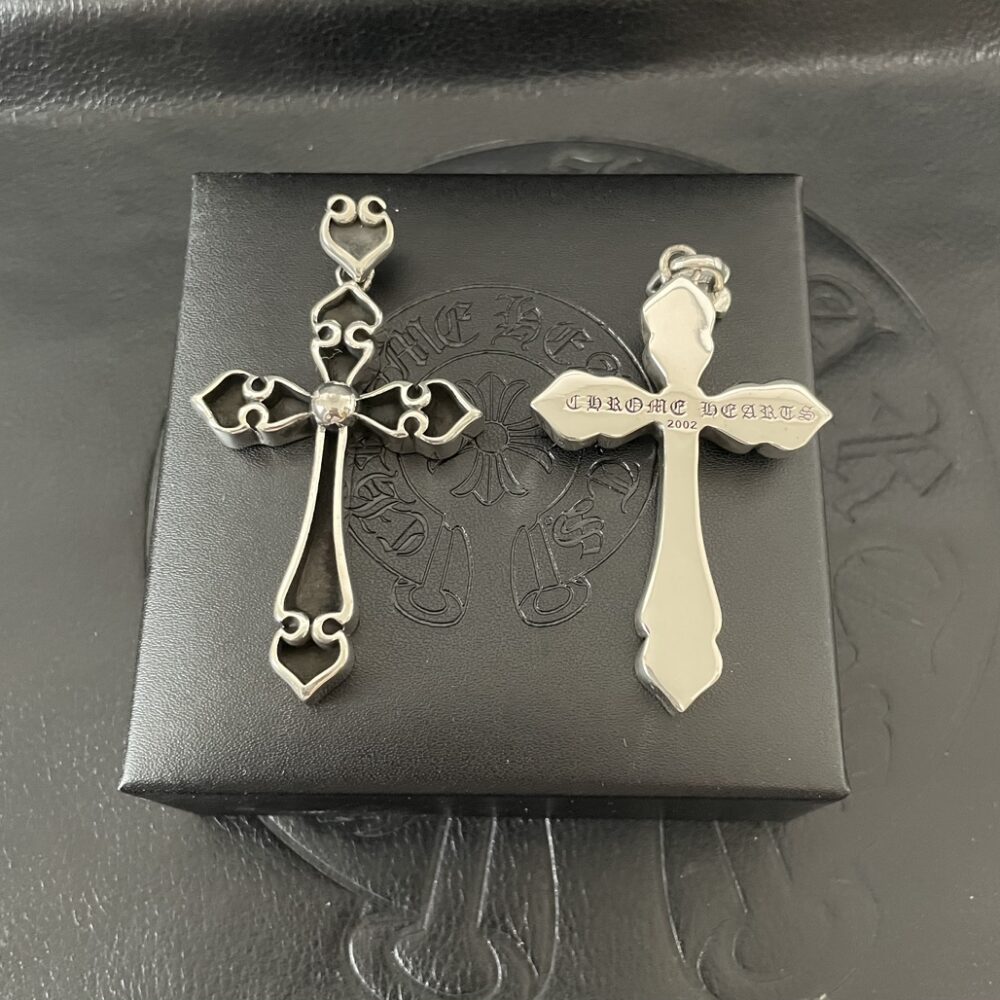 925 sterling silver vintage distressed groove cross pendant necklace sweater chain